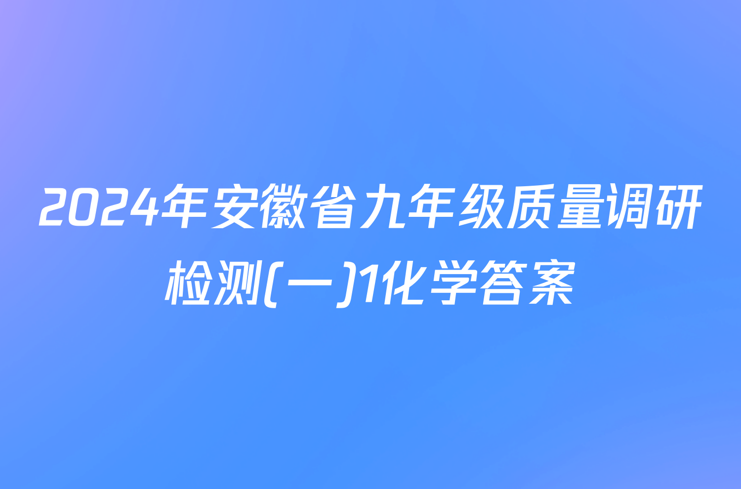 2024年安徽省九年级质量调研检测(一)1化学答案