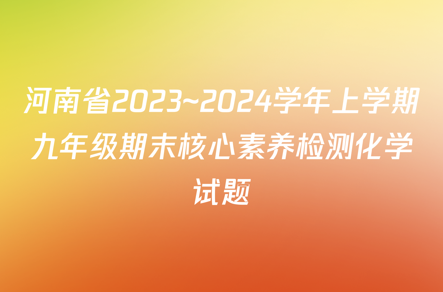 河南省2023~2024学年上学期九年级期末核心素养检测化学试题