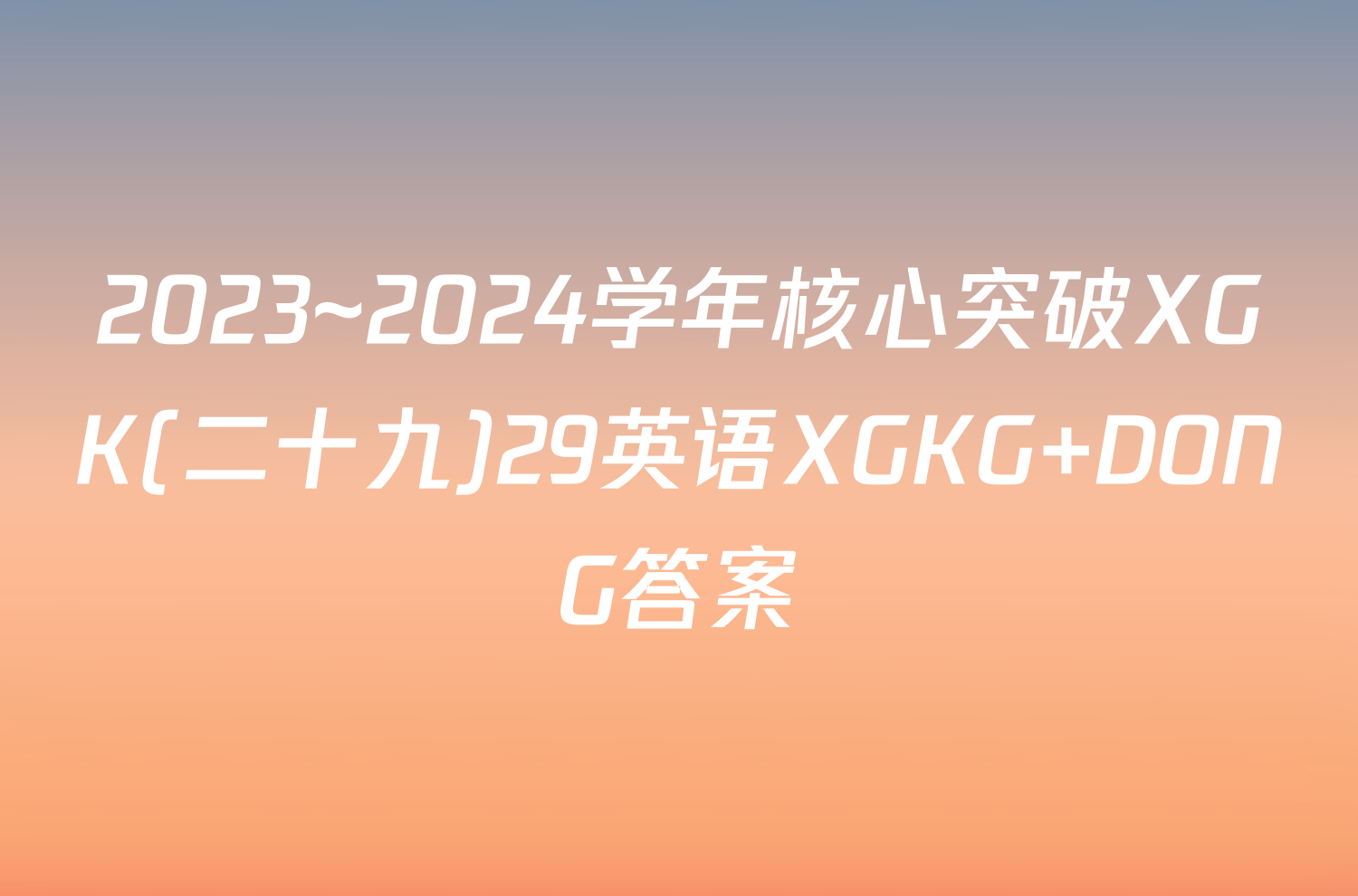 2023~2024学年核心突破XGK(二十九)29英语XGKG DONG答案