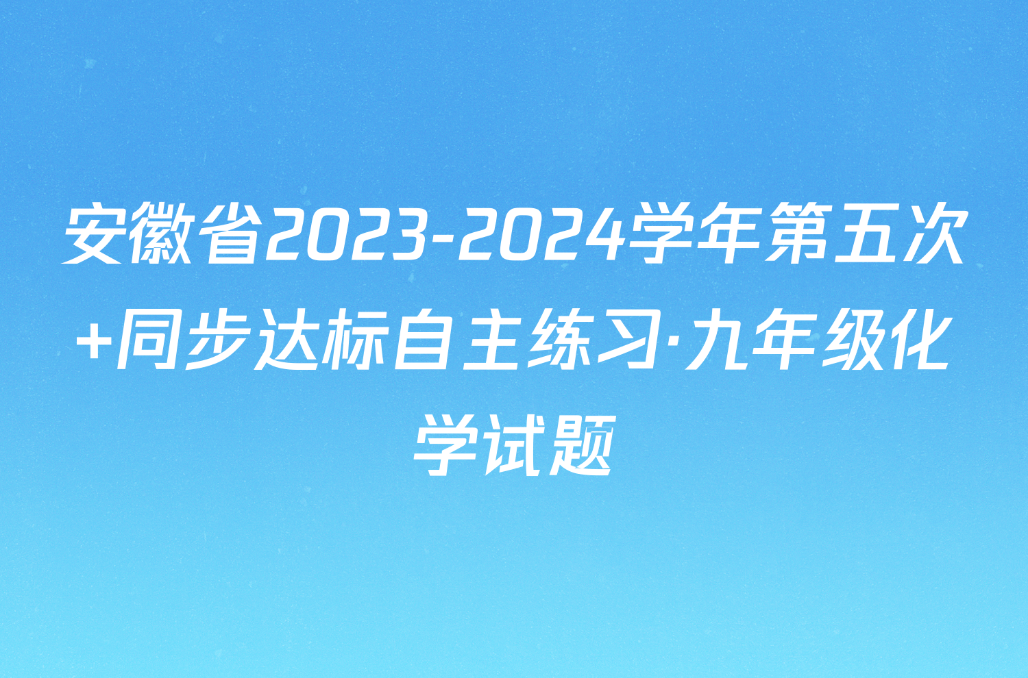 安徽省2023-2024学年第五次 同步达标自主练习·九年级化学试题