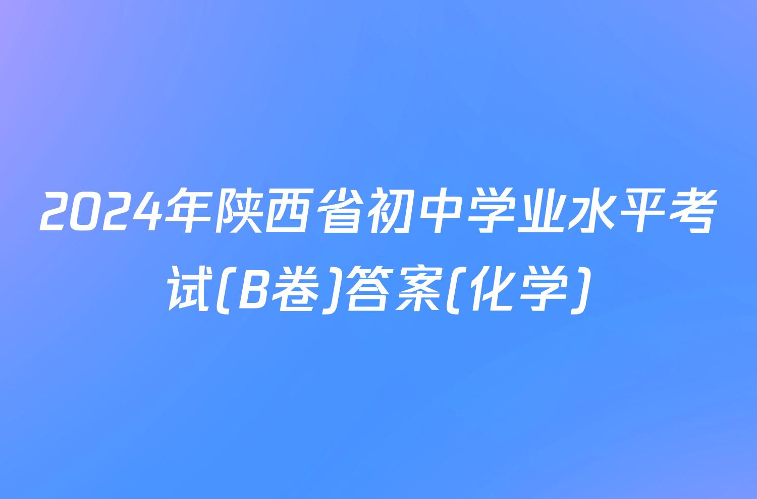 2024年陕西省初中学业水平考试(B卷)答案(化学)