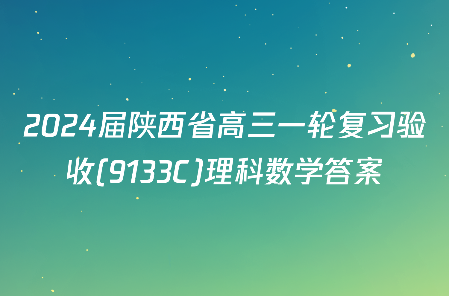 2024届陕西省高三一轮复习验收(9133C)理科数学答案