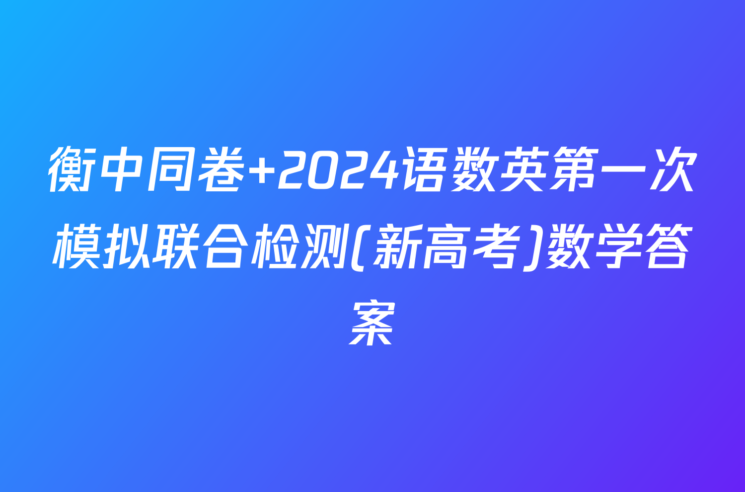 衡中同卷 2024语数英第一次模拟联合检测(新高考)数学答案