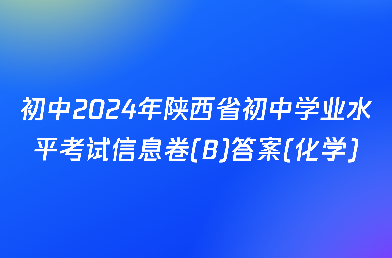 初中2024年陕西省初中学业水平考试信息卷(B)答案(化学)