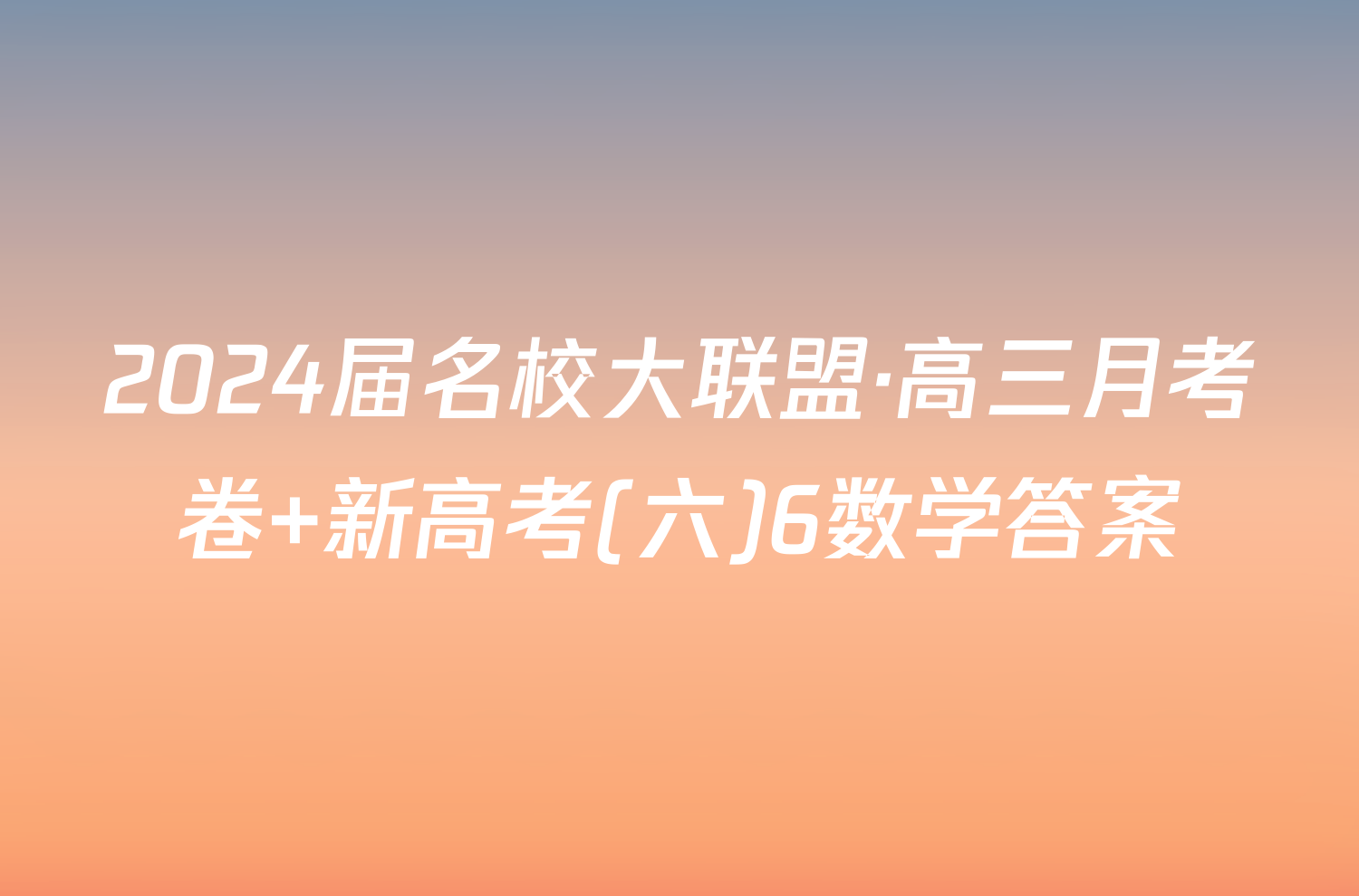 2024届名校大联盟·高三月考卷 新高考(六)6数学答案