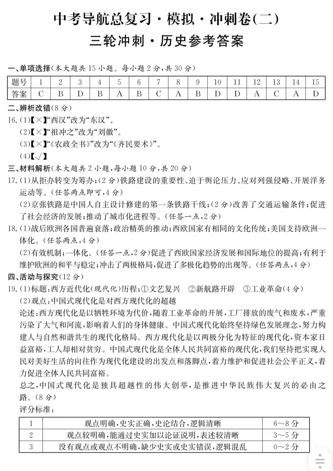 2024届高三全国100所名校AB测试示范卷·历史[24·G3AB(新教材老高考)·历史-R-必考-SD]四试题