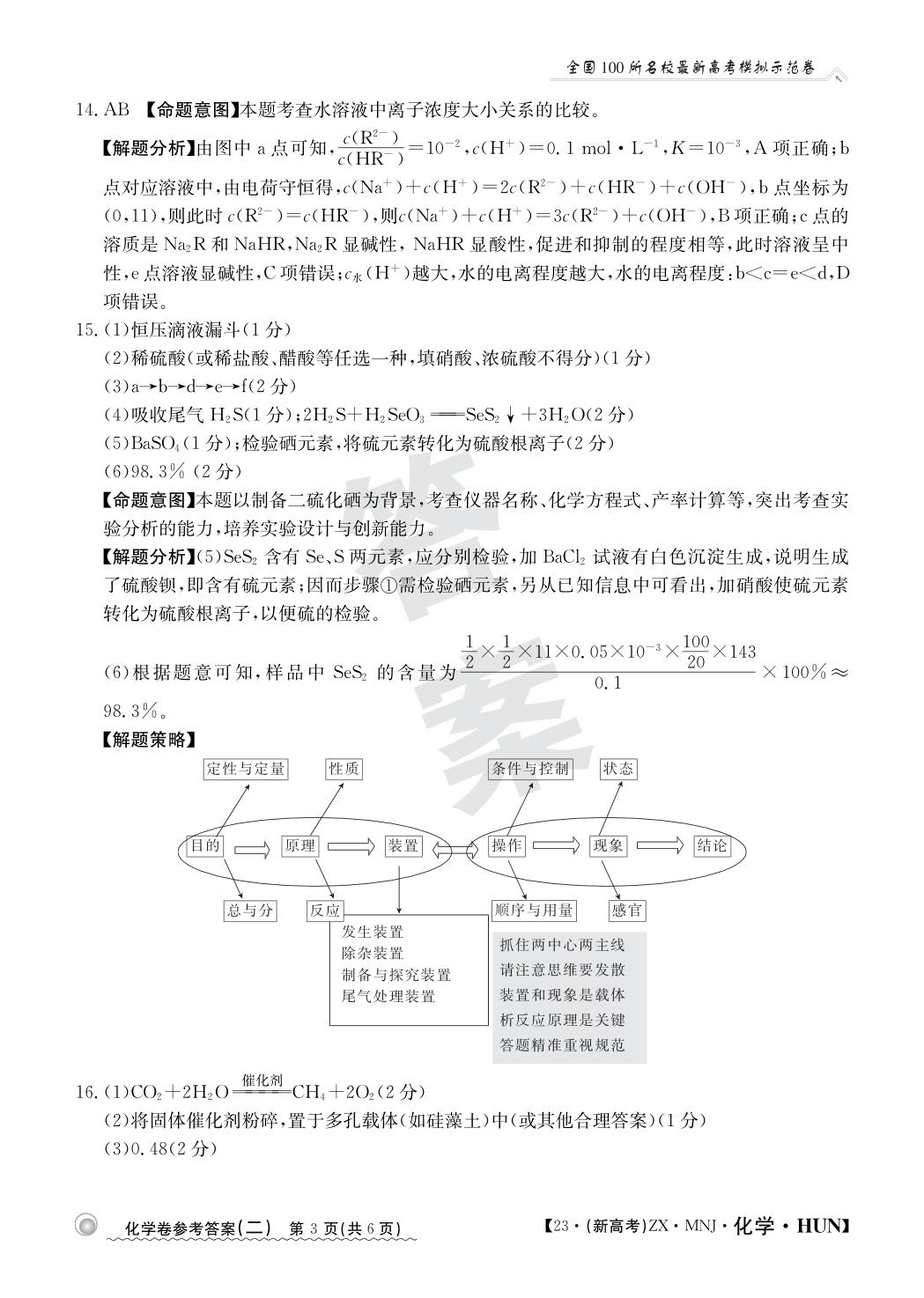 衡水金卷先享题夯基卷 2024届普通高中学业水平选择性考试模拟试题 化学(山东专版)(一)1试题试卷答案答案