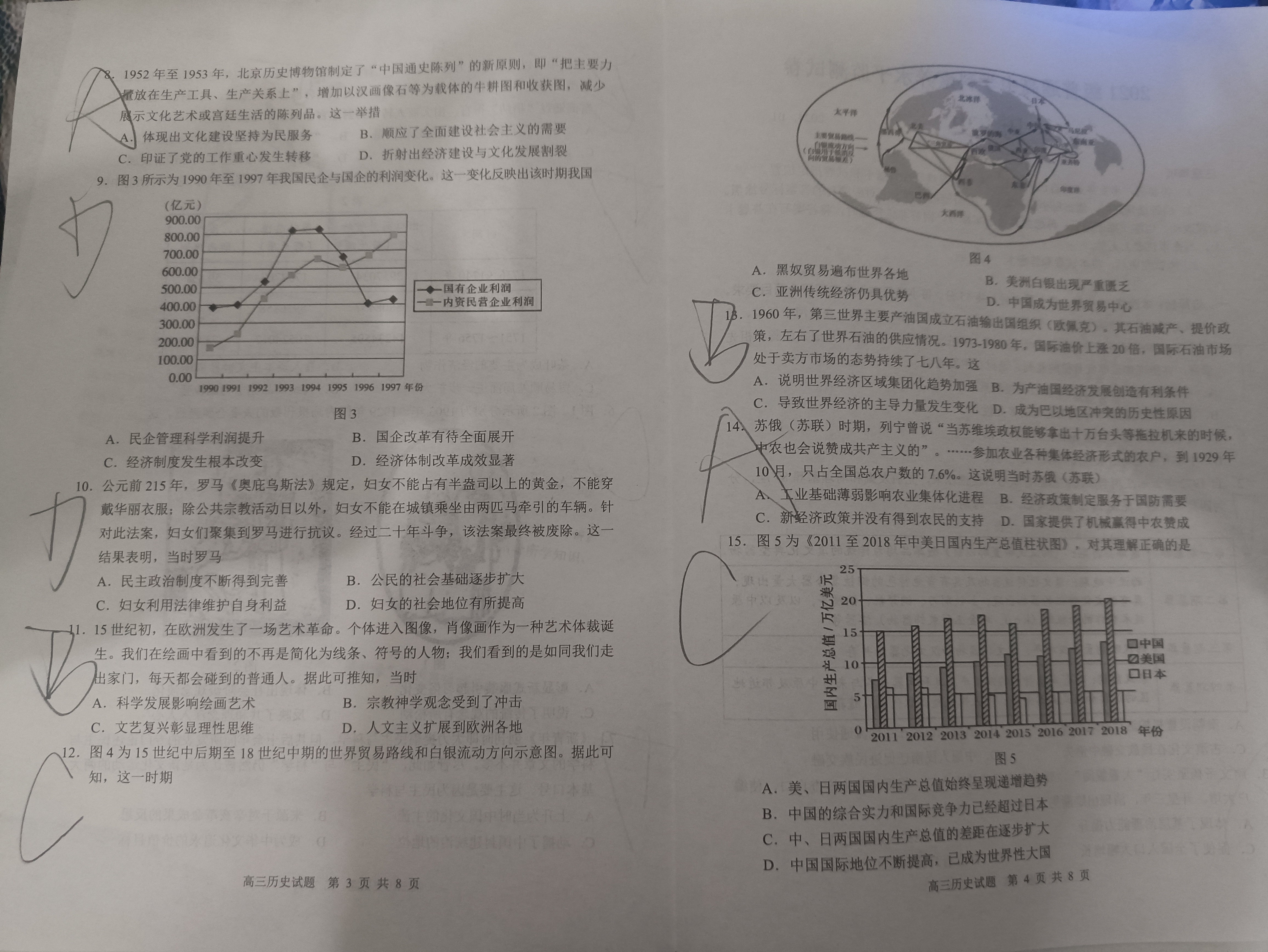 高三2024年普通高等学校招生全国统一考试仿真模拟卷(T8联盟)(二)2历史答案