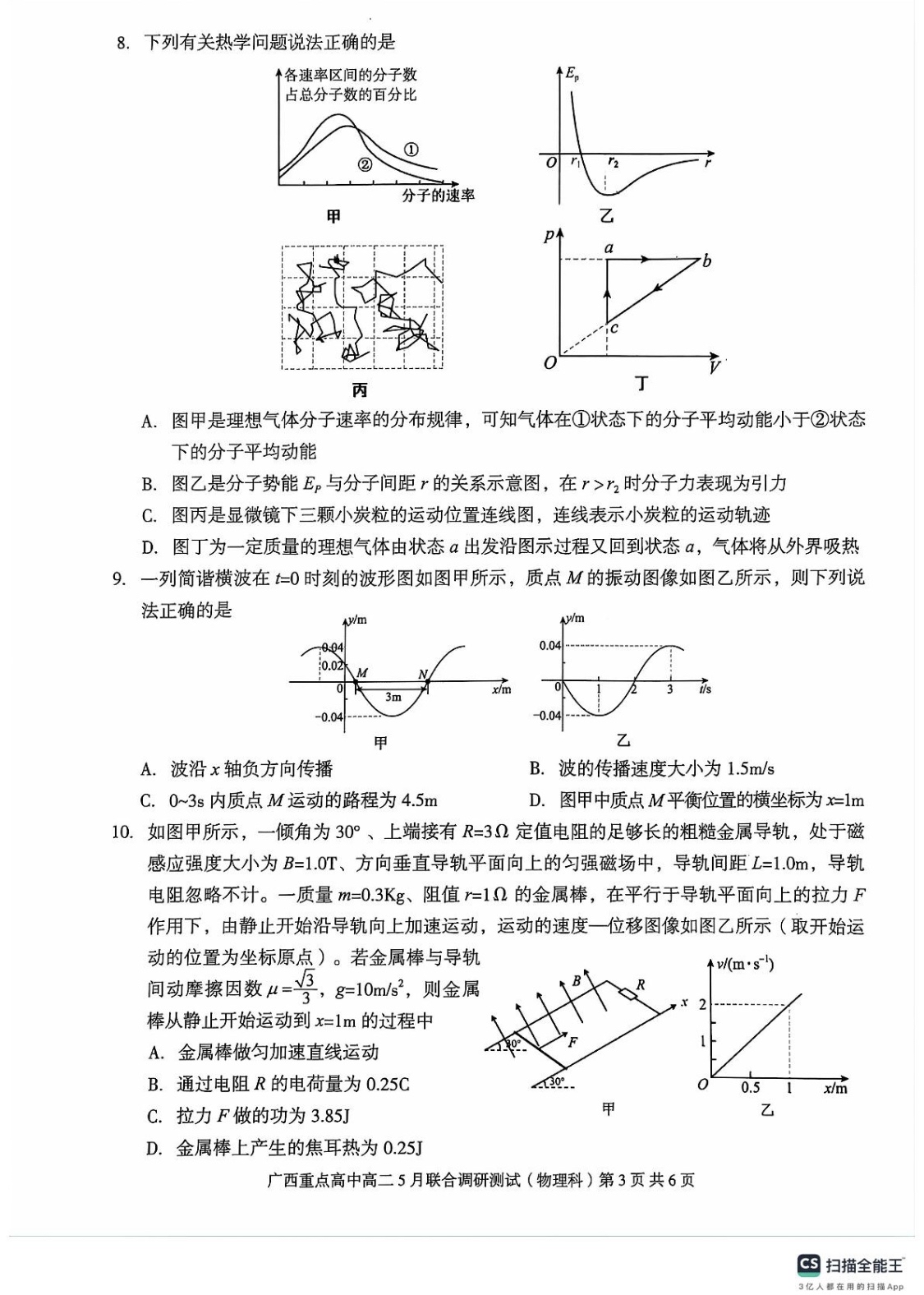 2024年河南省八年级中招导航模拟试卷(六)6答案(物理)