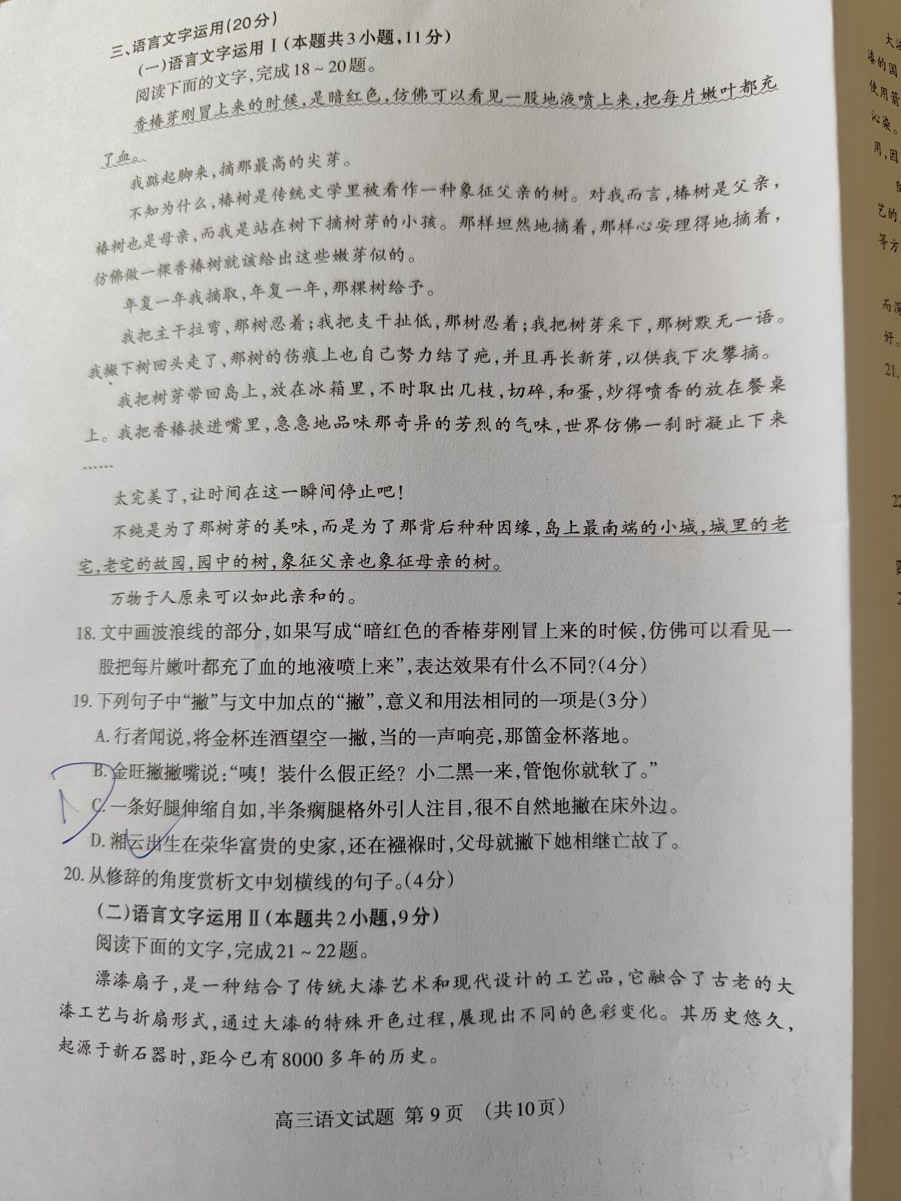 皖江名校联盟 安徽省2024届高三下学期5月最后一卷[G-024]试卷及答案试题(语文)