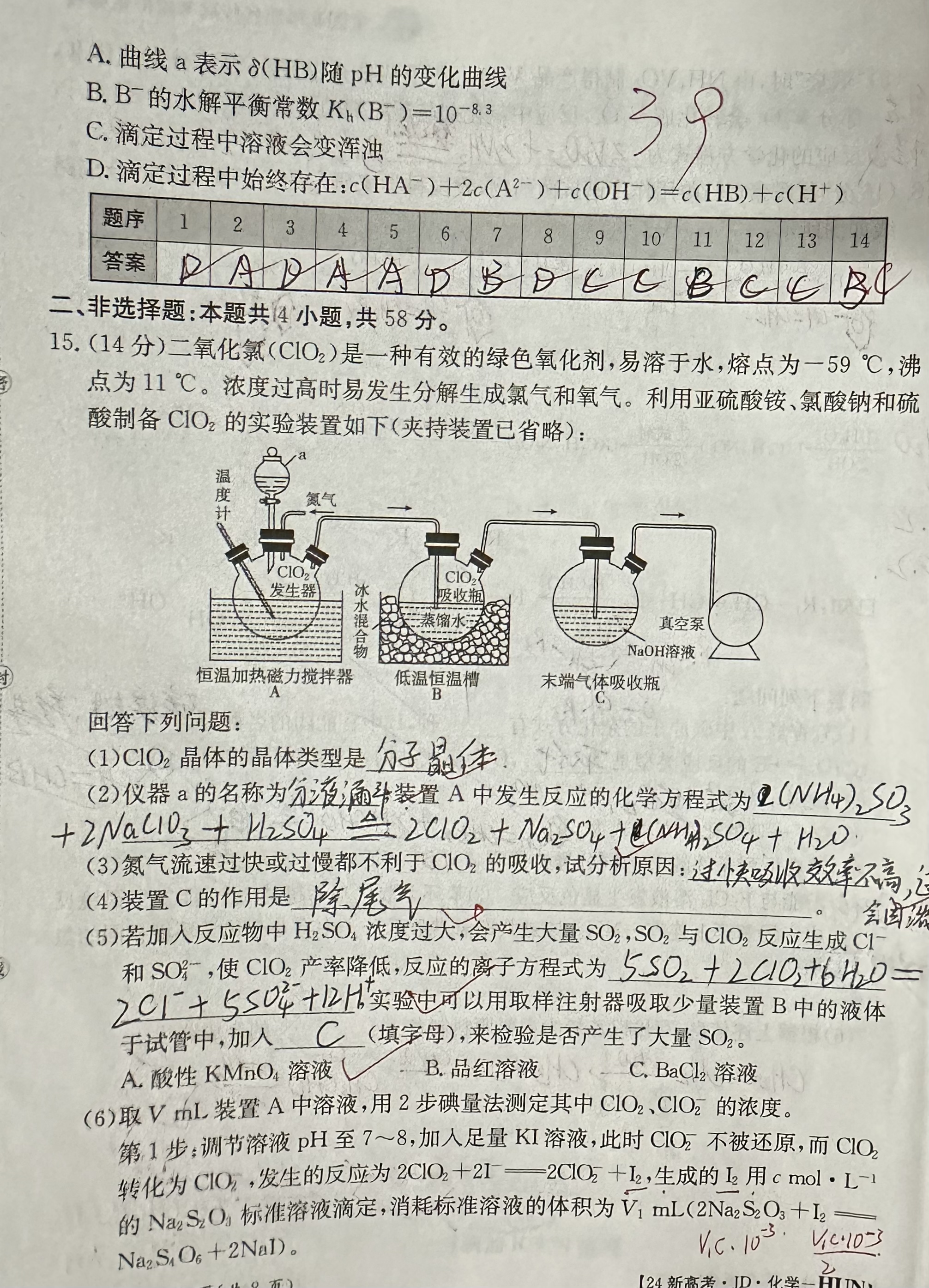 石室金匮 2024届高考专家联测卷·押题卷(七)7答案(化学)