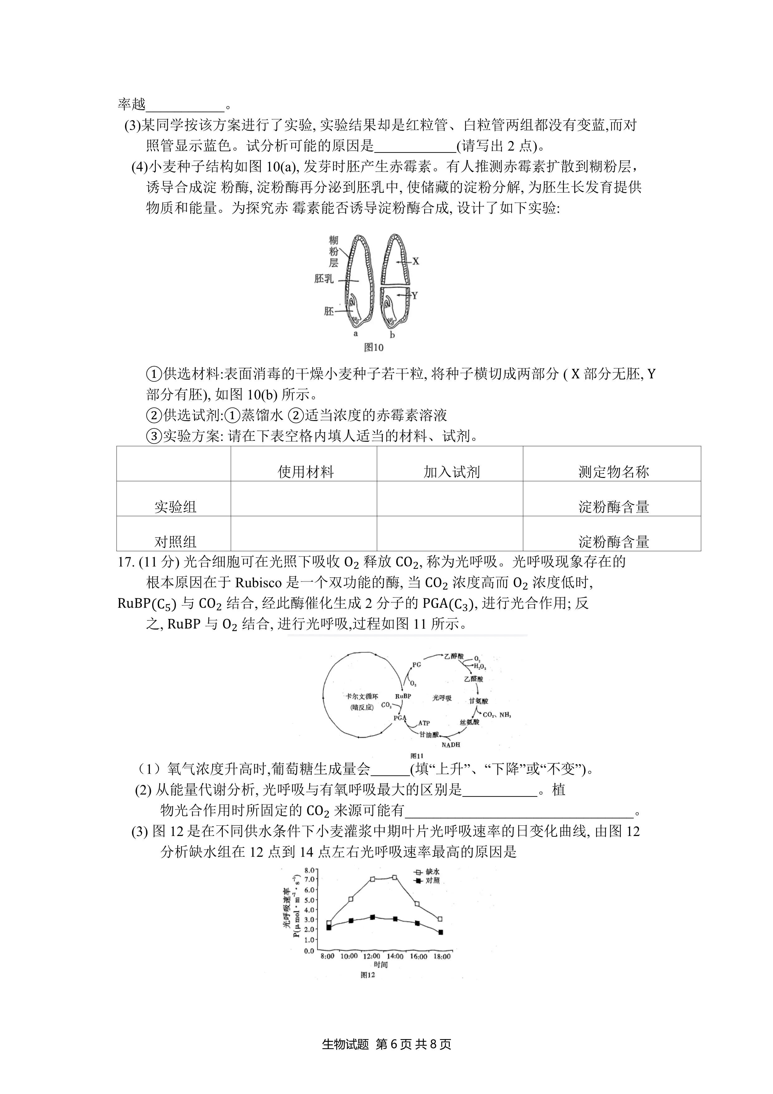 安徽省2023-2024学年度九年级上学期期中综合评估【2LR】生物试卷答案