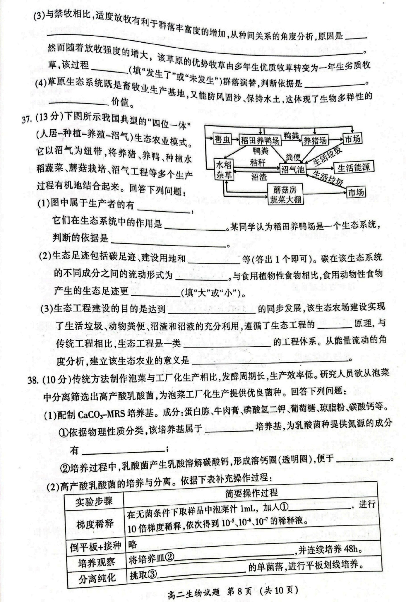 九师联盟 2023~2024学年高三核心模拟卷(上)·(一)1生物(新高考W)试题